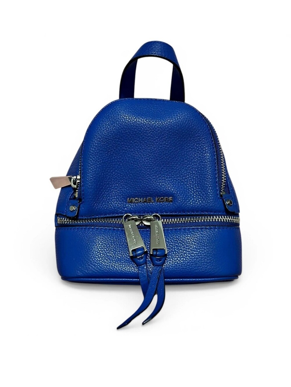 MICHAEL KORS "Rhea" Electric Blue Mini Pebbled Leather Backpack